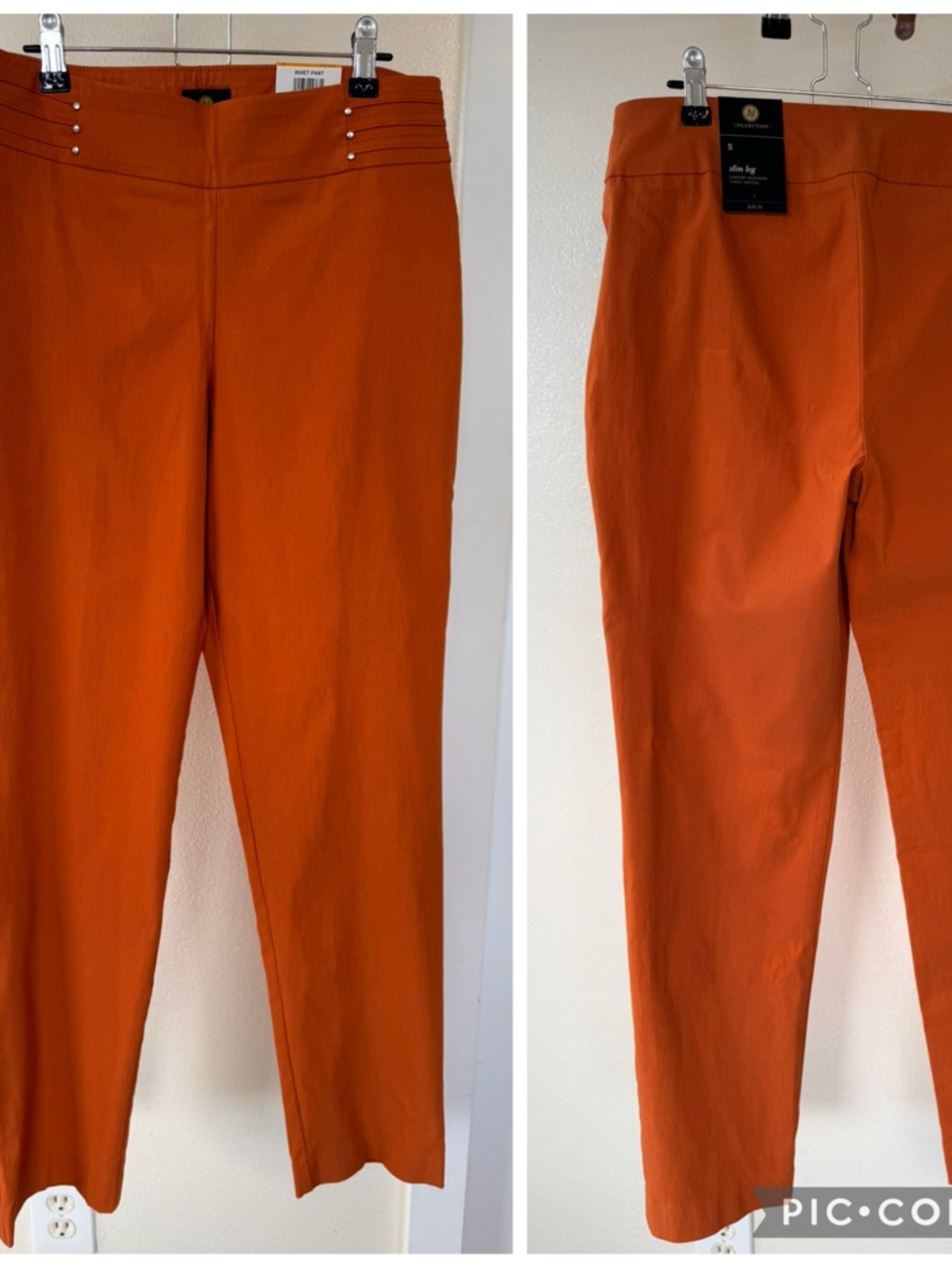 JM Collection slim leg, ankle pants with rivets